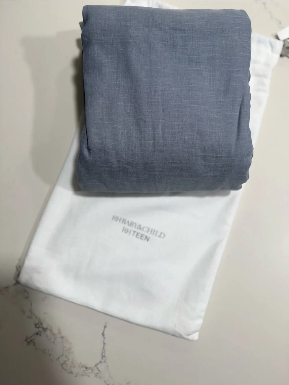 NWT RH Teen Washed Linen Cotton Duvet Cover Full / Queen Ocean Blue Grey